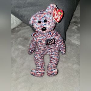 Vintage Ty Beanie Baby Bear Named USA 2000